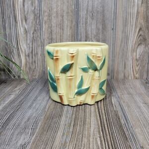 Vintage Royal Copley Bamboo Vase, Yellow Asian Decor